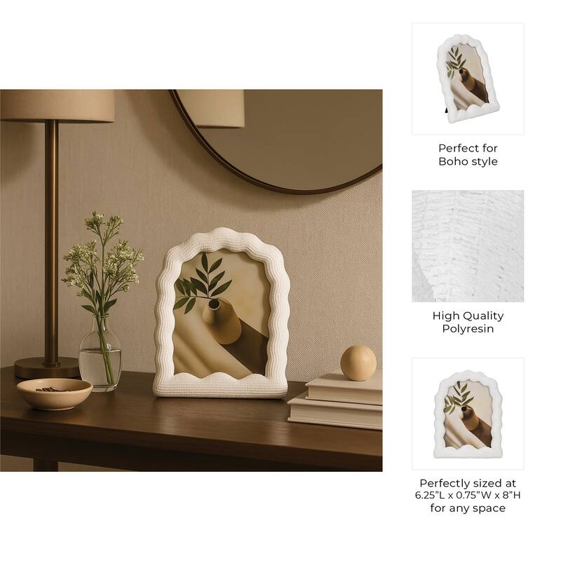 Resin Sculptured Wavy Arch Photo Frame - White