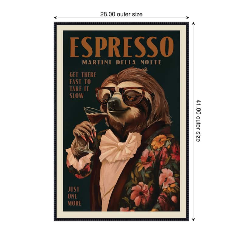 Kate and Laurel WG Espresso Sloth by The Whiskey Ginger Framed Canvas Wall Art Print