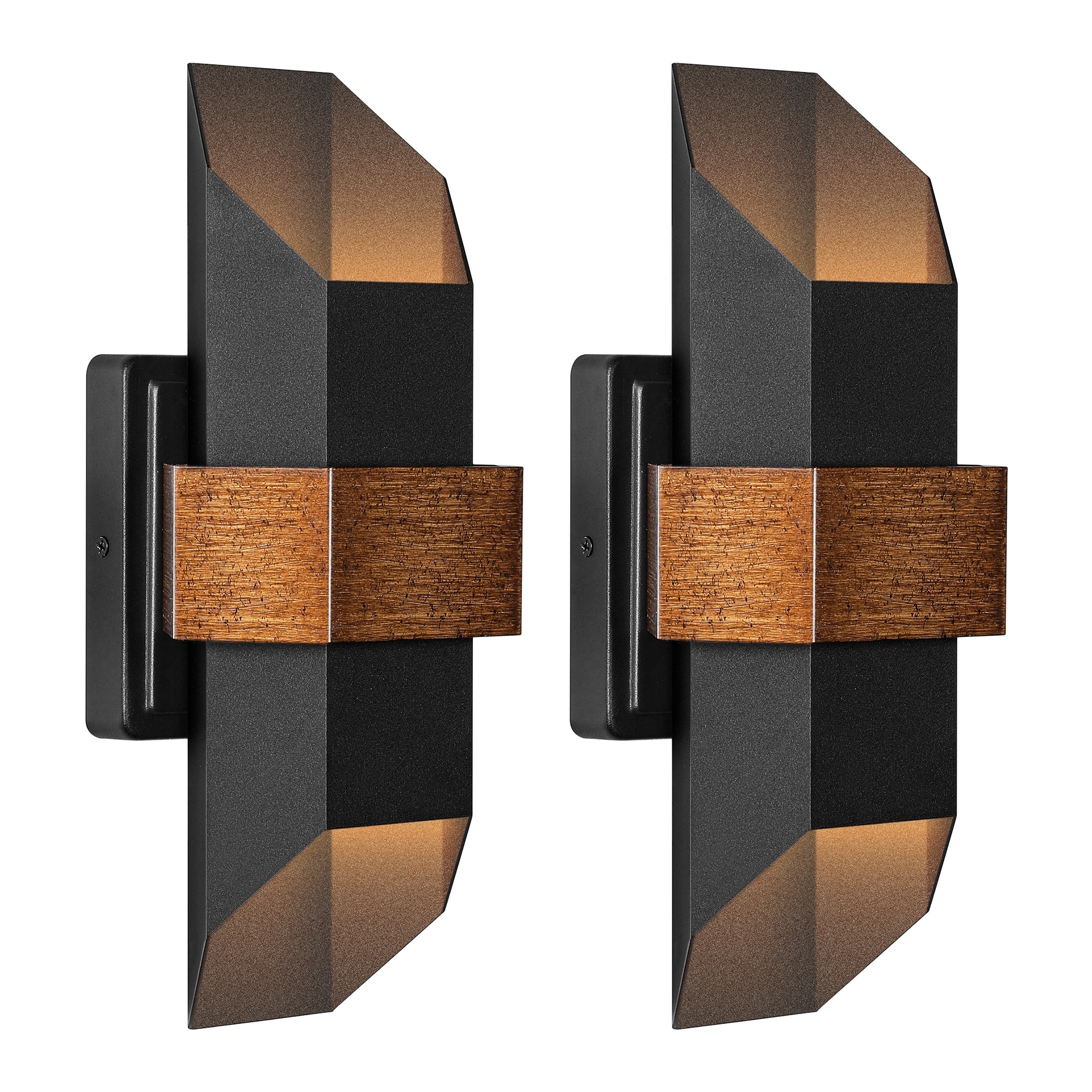 2-Light Matte Black Iron LED Outdoor Wall Light(2 Pack)