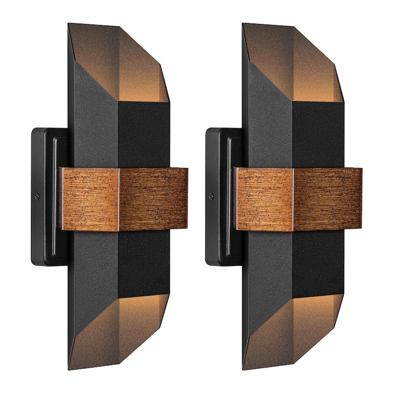 2-Light Matte Black Iron LED Outdoor Wall Light(2 Pack) - Matte Black