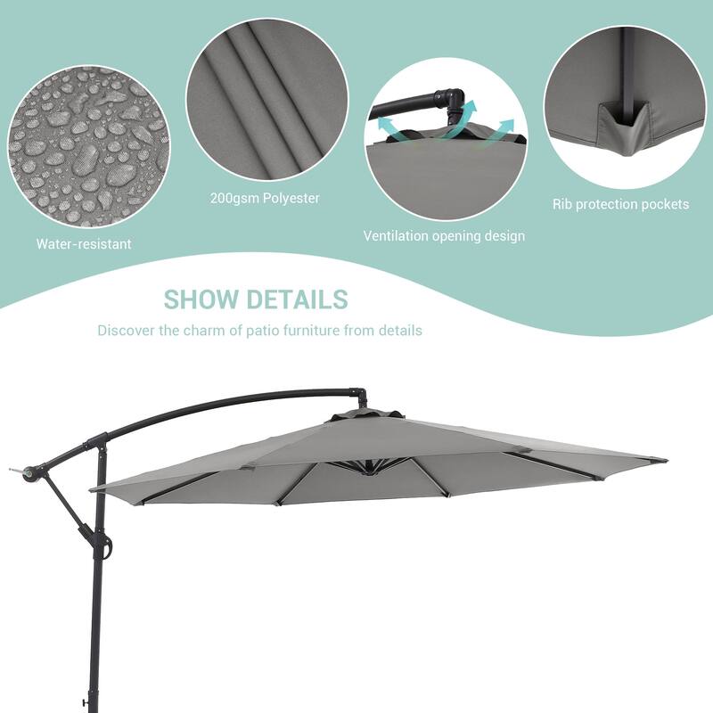 BONOSUKI 10ft Patio Umbrella,Hanging Market Umbrellas w/Tilt Adjustment