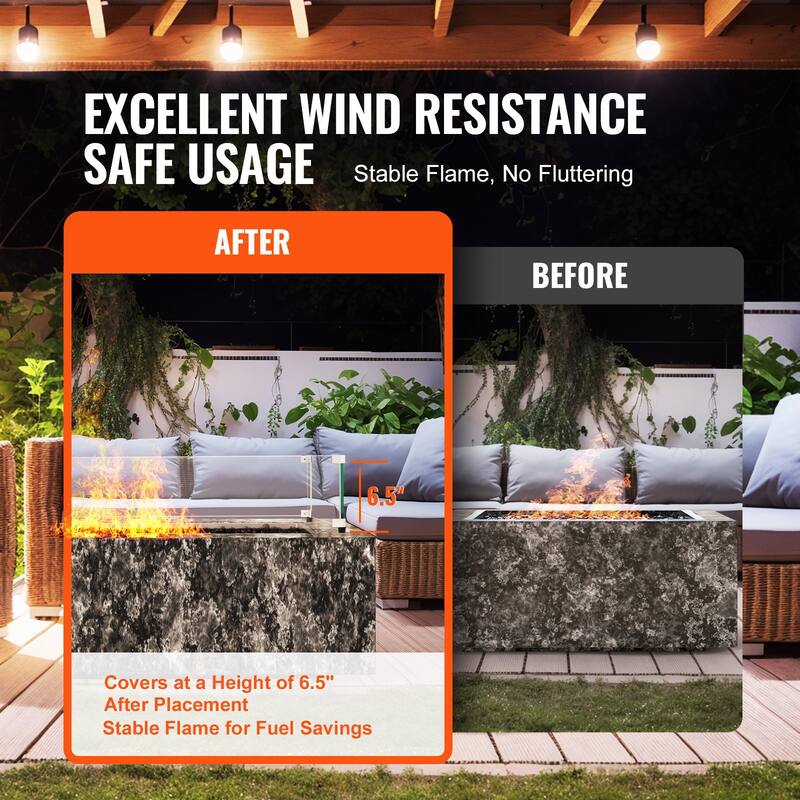 Tempered Glass Wind Guard for Rectangular Fire Pit Table
