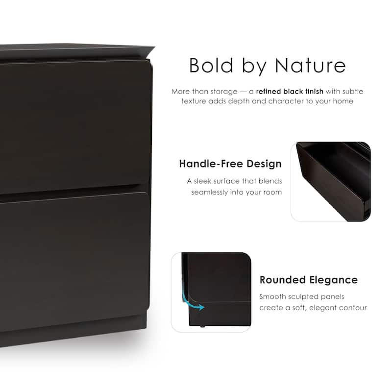 Furniture of America Abigail Mid-Century Modern Black Wenge Solid Wood Dining Server with Drawers and Shelves