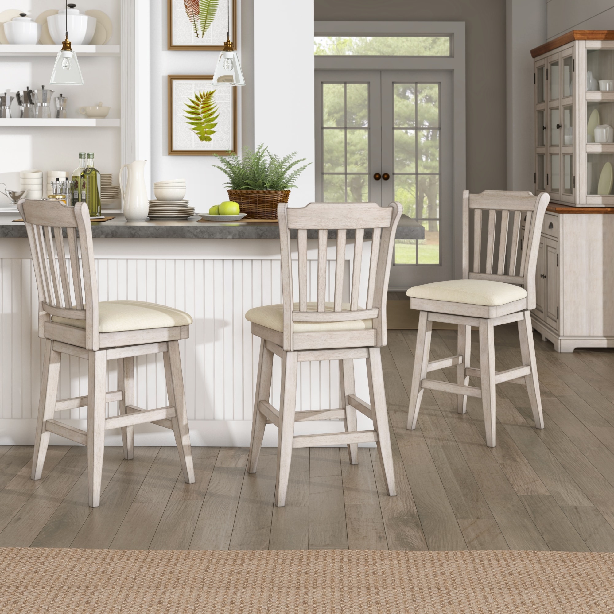 Eleanor Slat Back Wood Swivel Stool by iNSPIRE Q Classic On Sale