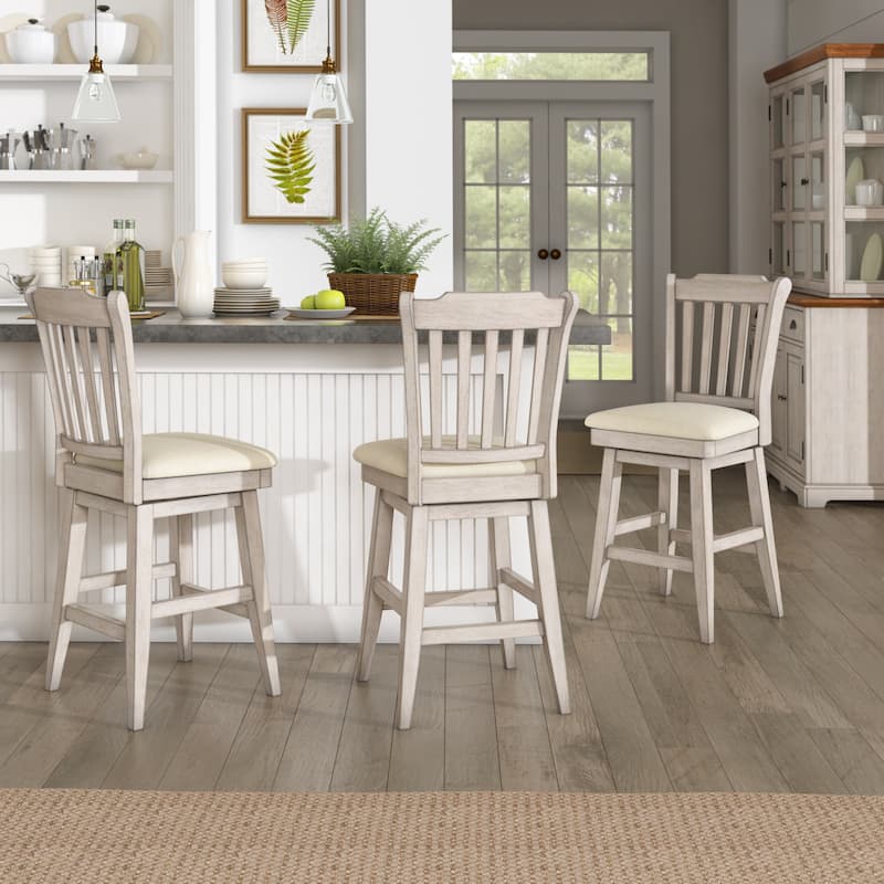Eleanor Slat Back Wood Swivel Stool by iNSPIRE Q Classic