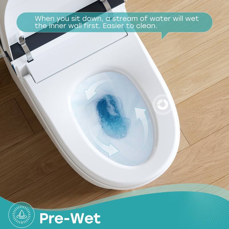 HOROW T38D Elongated Smart Toilet Bidet Foot Kick Flush Warm Water Remote White