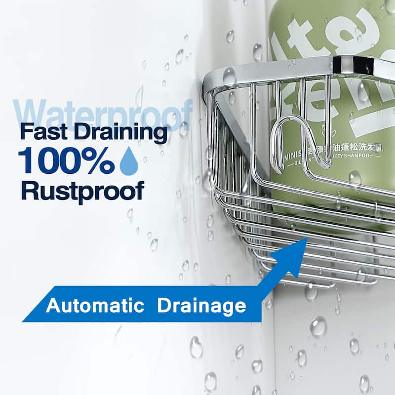 Wall Mounted Bathroom Shower Caddy Stainless Steel Shelf Basket