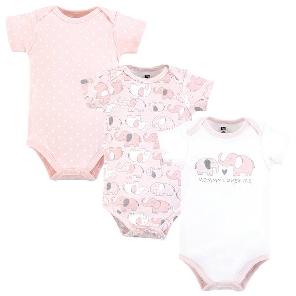 slide 1 of 1, Hudson Baby Infant Girl Cotton Bodysuits, Girl New Elephant 0-3 Months - Girl New Elephant