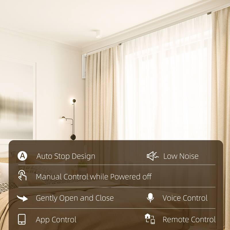 Smart Curtains System, Automatic Curtain Opener with Adjustable Tracks Rod (up to 180 in) On