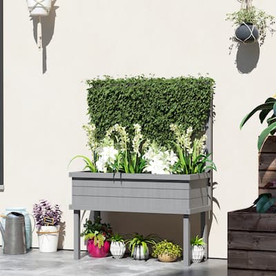 Outsunny Raised Garden Bed with Trellis for Climbing Plants, Vegetable, Grape Vines, Flowers, Wood Planter with Legs