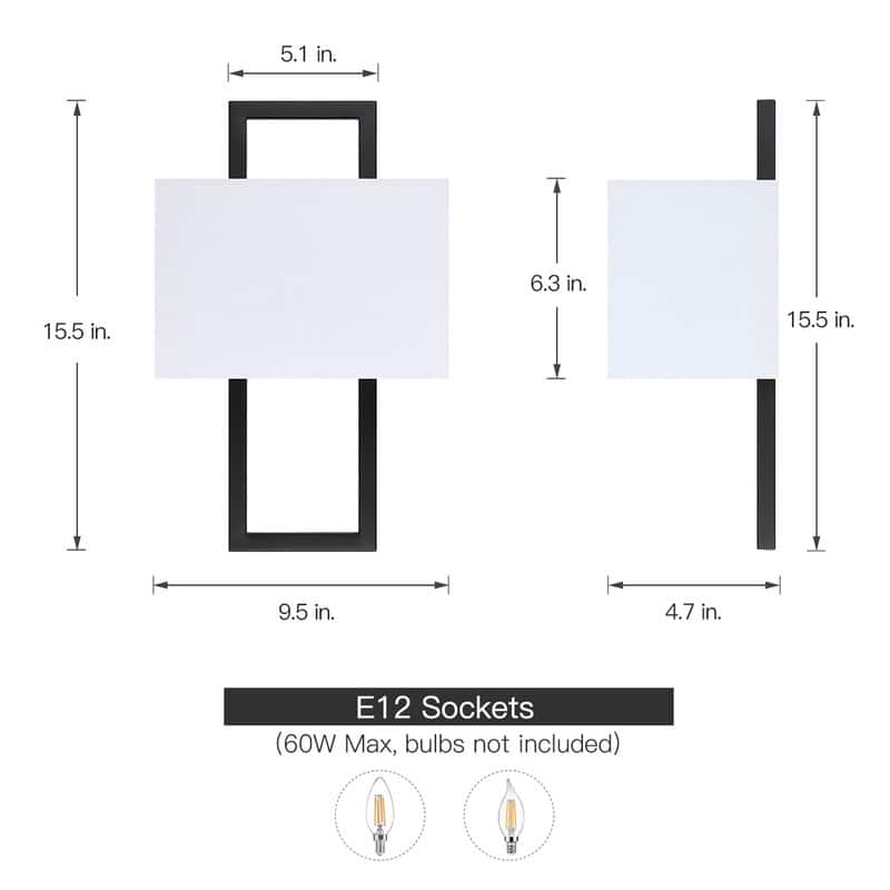 2-Light Damp Rated Wall Sconce with White Shade - 15.5 in. H