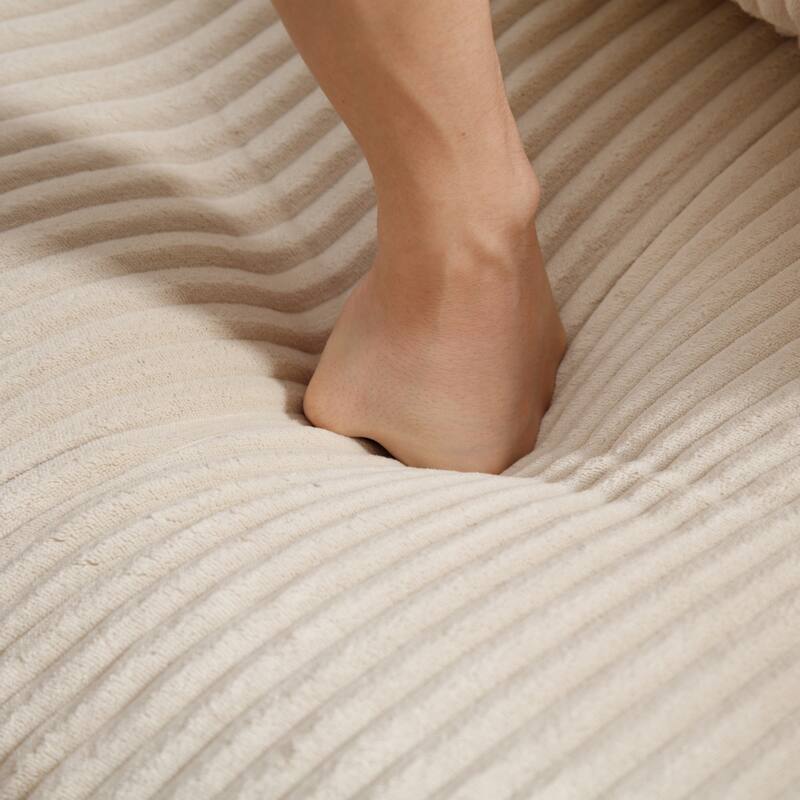 Oversized Modular Convertible Corduroy Fabric Sectional Sofa, Beige