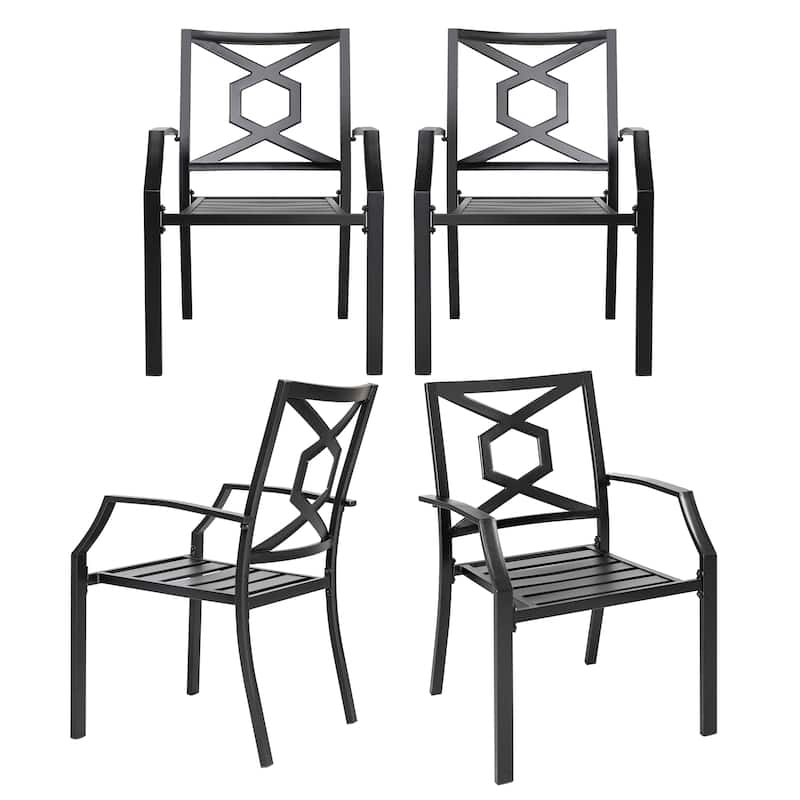 Nuu Garden Outdoor 4-Piece Iron Patio Chair Set