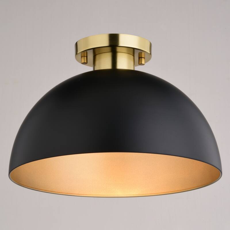 Devon 12.75-in W LED Compatible Mid-Century Modern Semi Flush Mount Ceiling Light