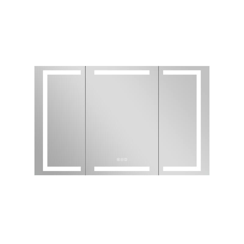 30" H Recessed or Surface LED Mirror Cabinet with Adjustable Glass Shelves,Defogger, Dimmer And Outlets & USB Ports