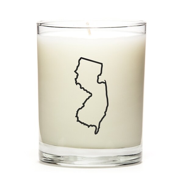 Custom Candles with the Map Outline New-Jersey, Fresh Linen