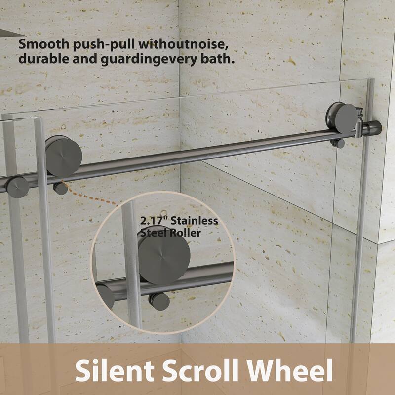 60" x 76" Sliding Frameless Shower Door - 60'' x 0.31'' x 76''