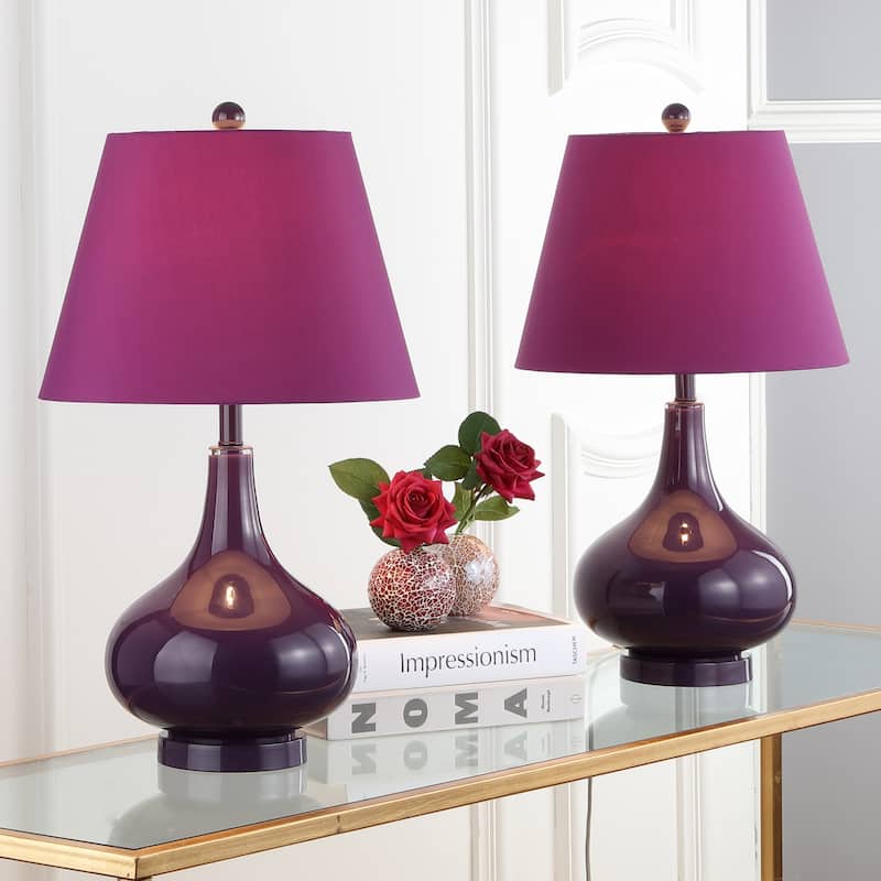 SAFAVIEH Lighting Shanda 24-inch Gourd Glass White Table Lamp (Set of 2) - 14"x14"x24" - 14Wx14Dx24H