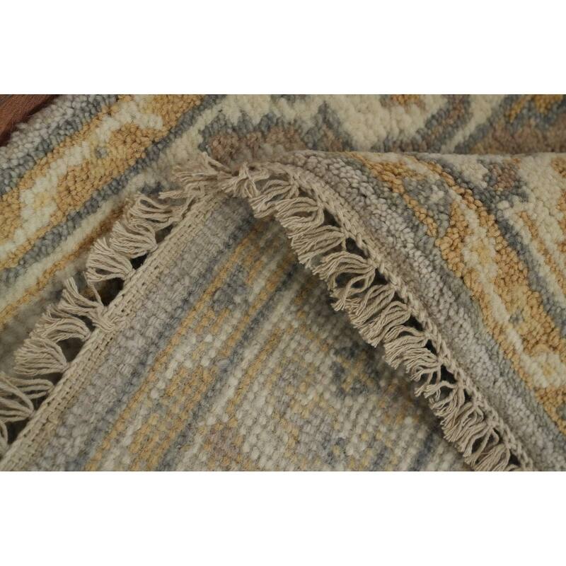 Earth Tone Wool Oushak Indian Rug, Transitional Handmade Carpet - 4' 10'' X 3' 0''