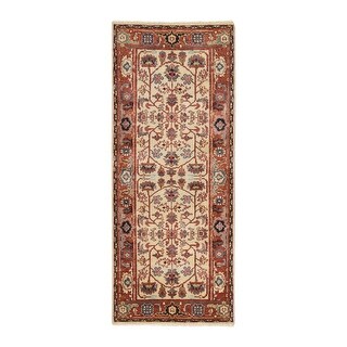 Shahbanu Rugs Ivory Thick and Plush Pure Wool Hand Knotted Heriz ...