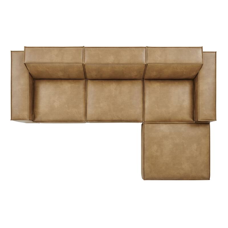 Restore 4-Piece Vegan Leather Modular Sofa Set with Ottoman