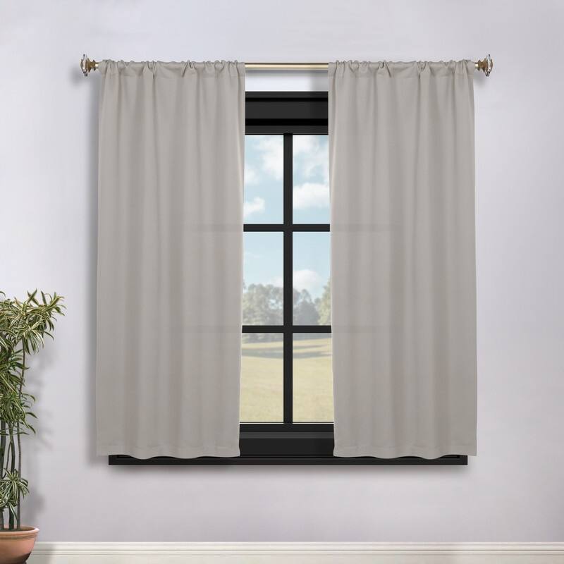 Superior Solid Machine Washable Room Darkening Semi-Blackout Curtains, Set of 2 - 30" X 63" - Chrome