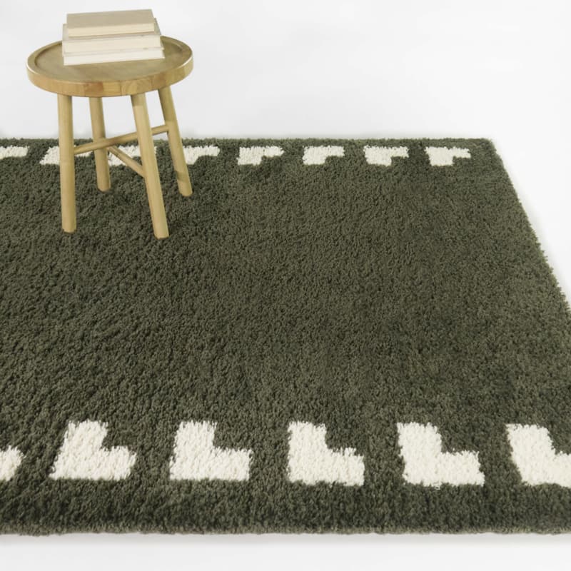 Barbour Geometric Border Area Rug - Green - 5'3" x 7'