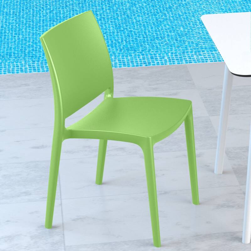 32" Green Outdoor Patio Solid Dining Chair