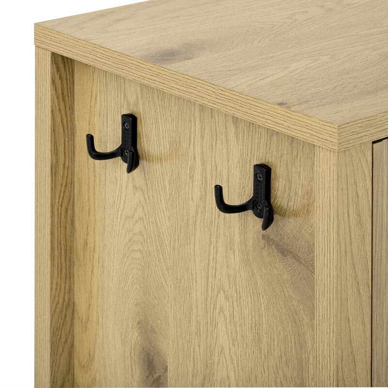 Modern Wave-Pattern Sideboard Storage Cabinet with 3 Drawers and Hooks