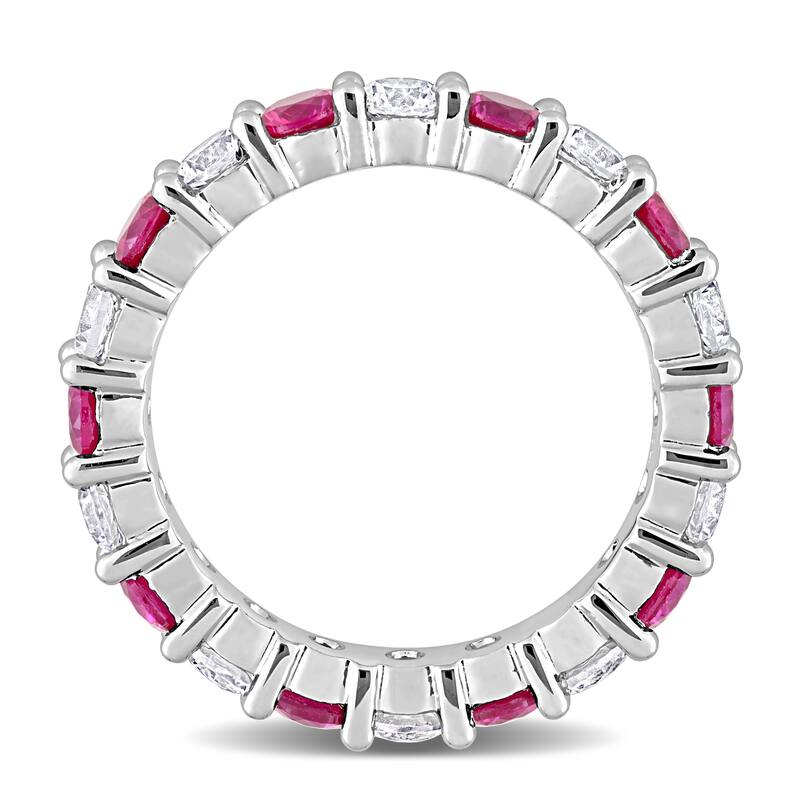 Miadora Created Ruby and Created White Sapphire Stackable Full-Eternity Band Ring in Sterling Silver