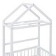 preview thumbnail 11 of 15, White Twin Size Wooden Floor Bed with Fence Railings and Detachable Headboard, Kids Dress Up Rack, Playhouse Frame