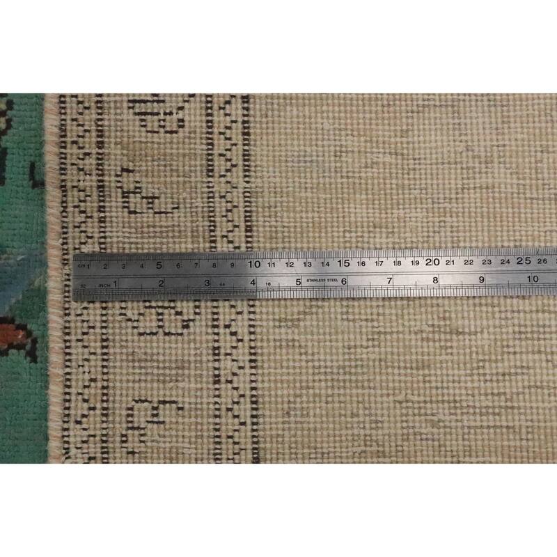 Hand Knotted Oriental 100% Wool Carpet Traditional Floral Green Tabriz Area Rug - 10' 11'' X 8' 3''