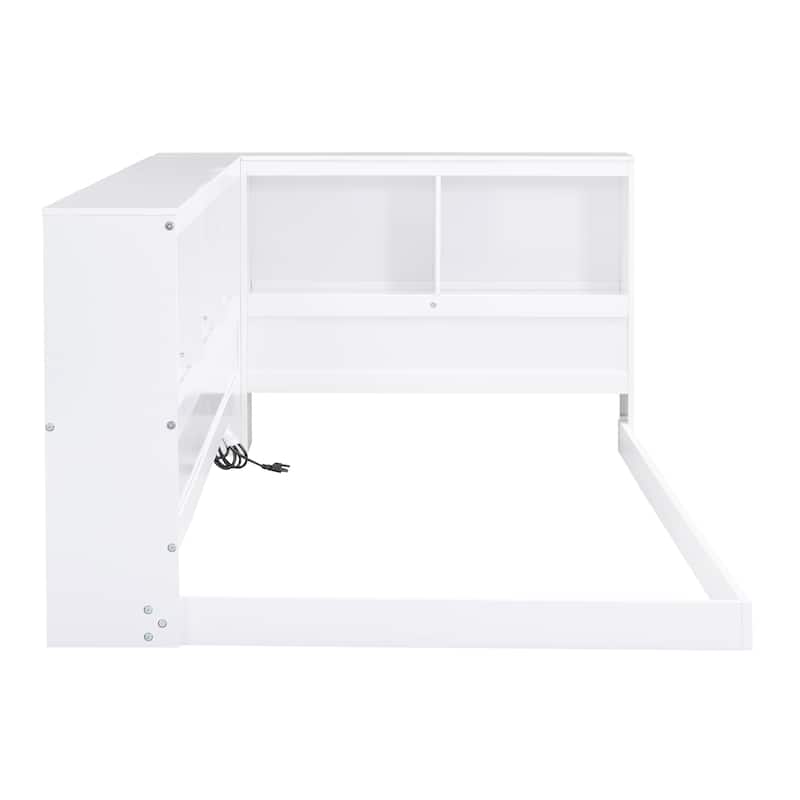 Wood Daybed with Storage Cabinets and USB Ports