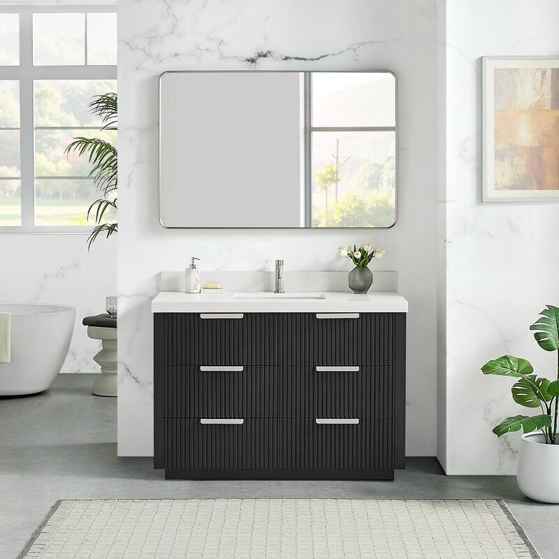 Santarem Single Vanity with Pure White Quartz Stone Top without Mirror