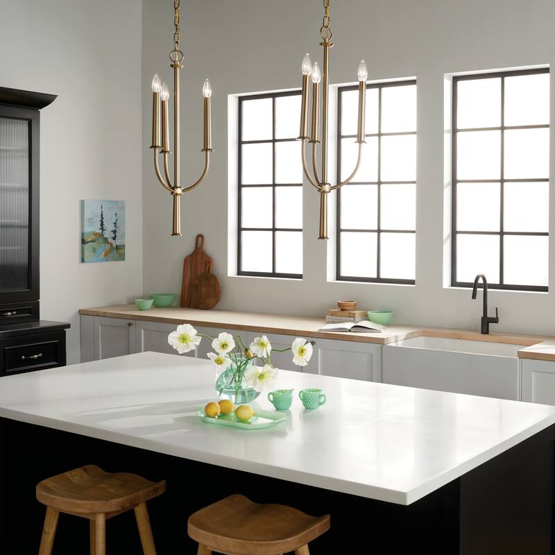 Kichler Lighting Florence 3-Light Brushed Natural Brass Mini Chandelier