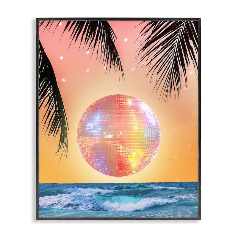 Stupell Tropical Disco Sunset Framed Giclee Art Design By Lil' Rue - 24 x 30 - Black