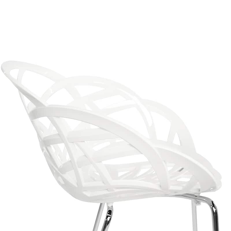 Furnish Theory Fleur-ML Stackable Dining Armchairs Arm Chairs Anti-UV Polycarbonate Shell & Chrome-Plated Steel Legs (Set of 2)