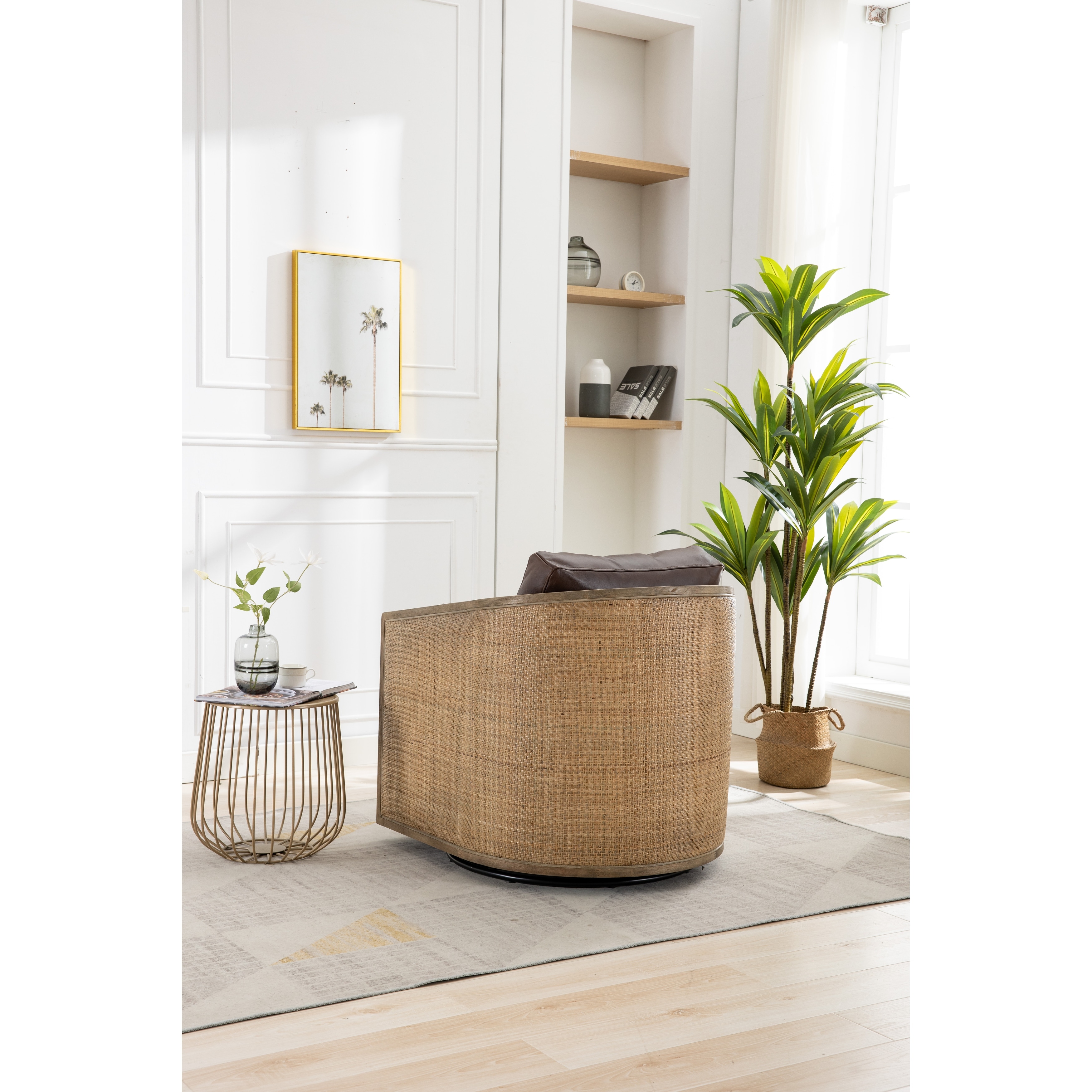Mid century modern swivel barrel chair store