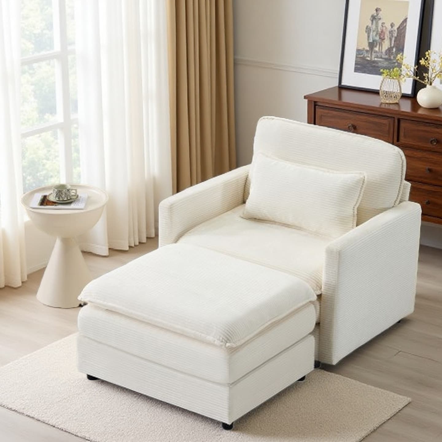 69-Inch Modular 2-Seater Corduroy Loveseat with High-Resilience Foam, Removable Cushions, and Throw Pillows