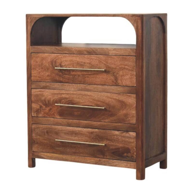 Artisan Furniture Solid Wood Arc-Line 3 Drawer Chest Brown