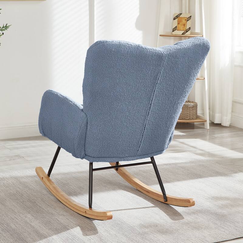 Anmytek Comfy Tufted Teddy Fabric Glider Rocking Chair