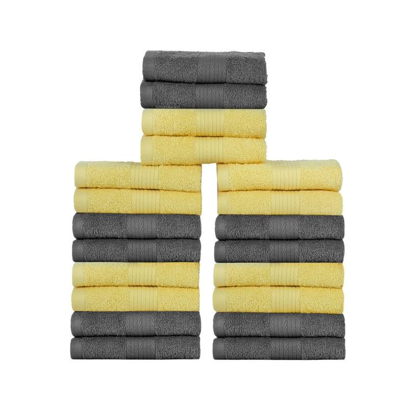 Cotton 600GSM Assorted Color Wash Cloths 12x12 Inch by Ample Decor - Pack of 20