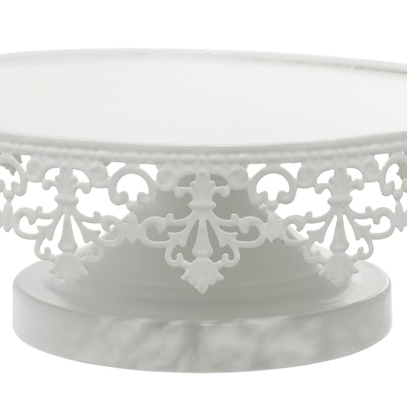 Metal Cake Stand with Pedestal Base - Set of 3 White - Roche River Decor - 13"W x 13"L x 4"H