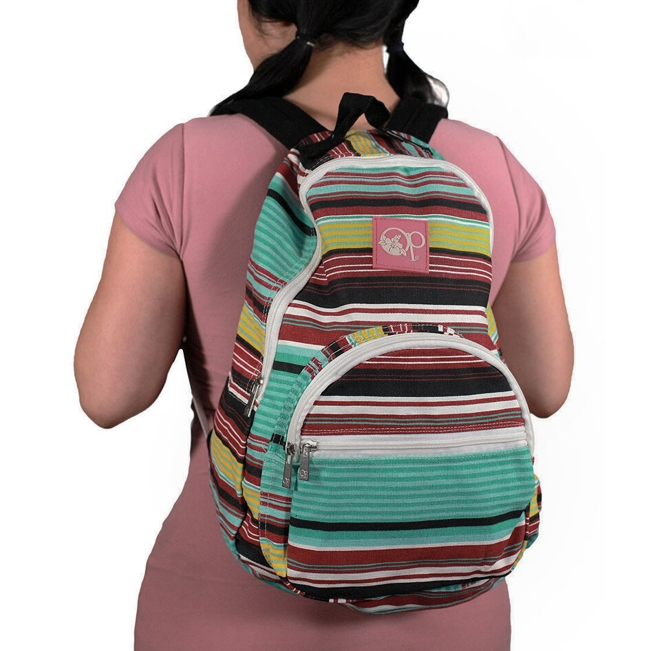 Shop Op Beach Sunset Striped Canvas Backpack 16 X 10 5 X 5