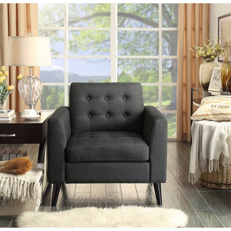 Grana Tufted Buttons Foam-padded Armchair, Loveseat in Multiple Colors - 30" x 33" x 33" - Charcoal