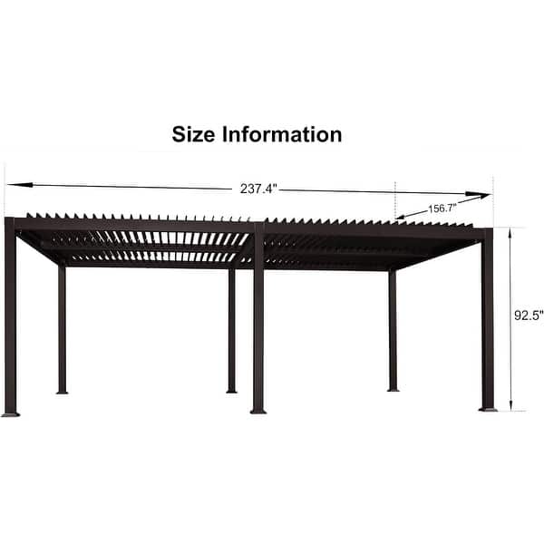 dimension image slide 22 of 36, PURPLE LEAF Outdoor Louvered Pergola with Adjustable Metal Roof for Patio Pergola