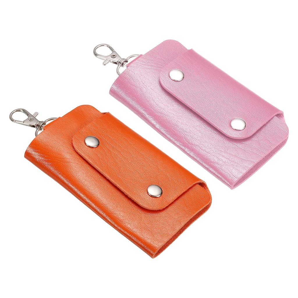 Key Case Cover, PU Leather Keychain Holder Key Sleeve with 6 Keychains - 10.8x 6.5cm