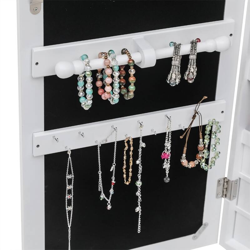 6-Drawers Wooden Wall Hanging White Jewelry Armoire Cabinet
