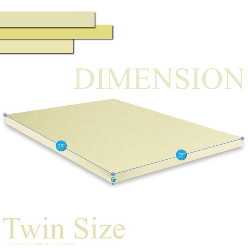 ONETAN, 2-inch High Density Foam Mattress Toppers,Add Comfort To Mattress - Twin