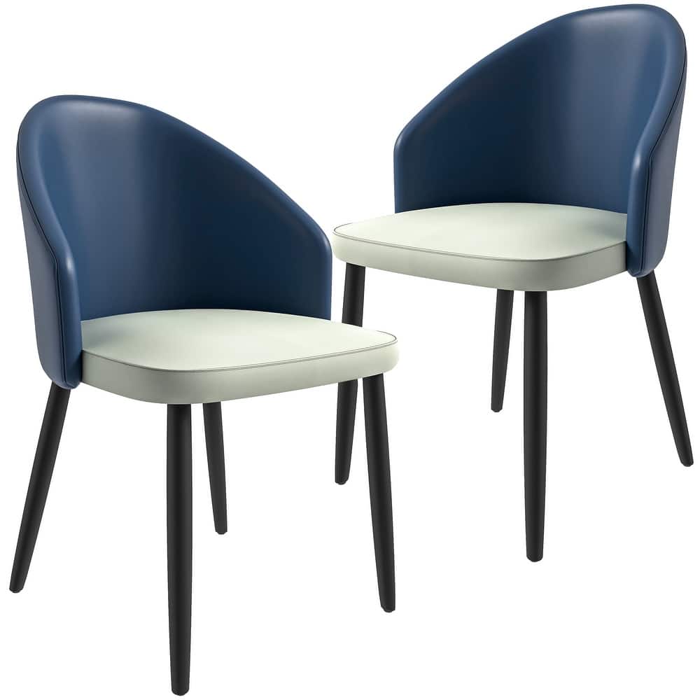 Upholstered Dining Chair in Leather/Fabric/Boucle with Wood Legs Set of 2 Paradiso Collection